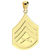 Men's 10k or 14k Yellow or White Gold Staff Sergeant US Marine Corps Pendant - US Jewels
