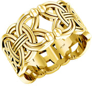 Men's 10k or 14k Yellow or White Gold Viking Borre Braid Ring Band - US Jewels