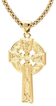 Men's 14K Gold Celtic Knot Cross Pendant Necklace, 39mm - US Jewels