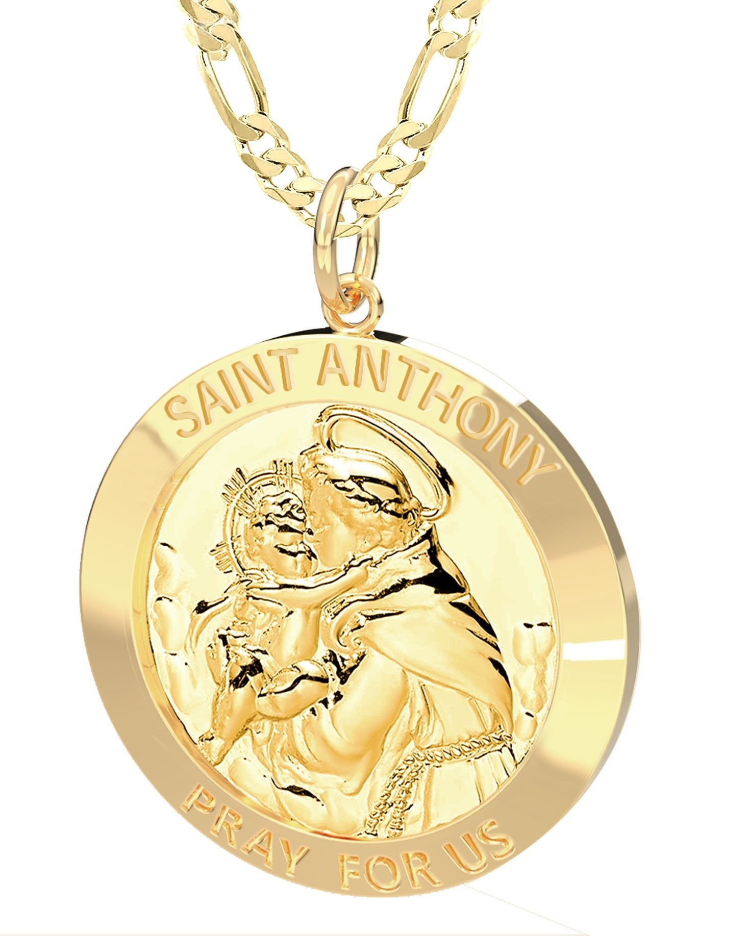 14k St Anthony Gold Necklace 14k Yellow Gold Filigree Anthony