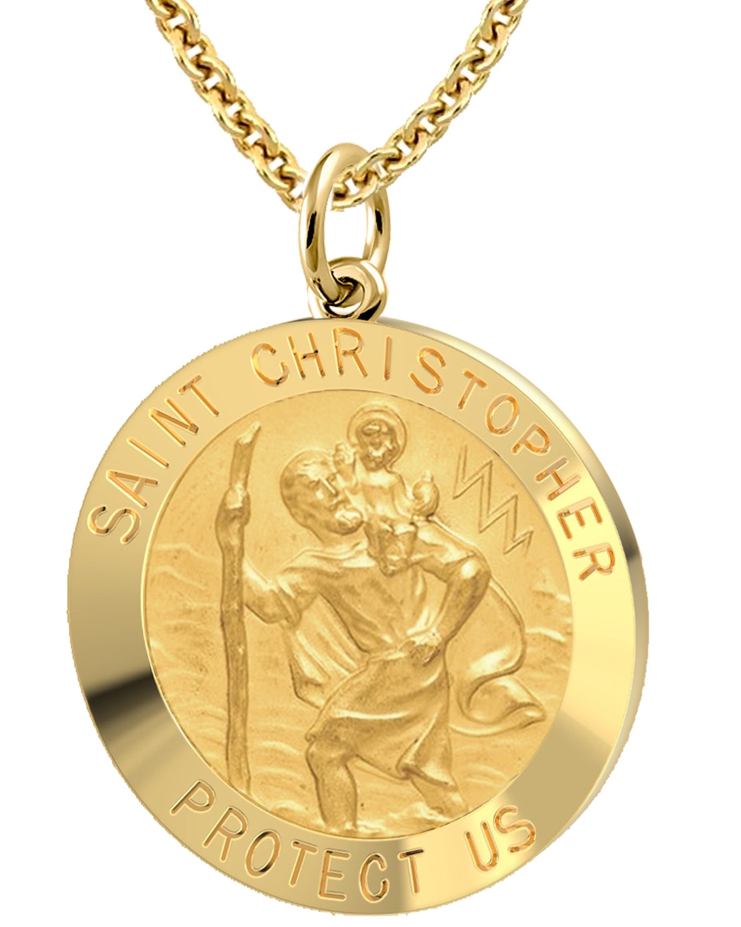 Saint Medal Necklace - Saint Christopher Solid Pendant Saint Medal Necklace - Saint Christopher Solid Pendant