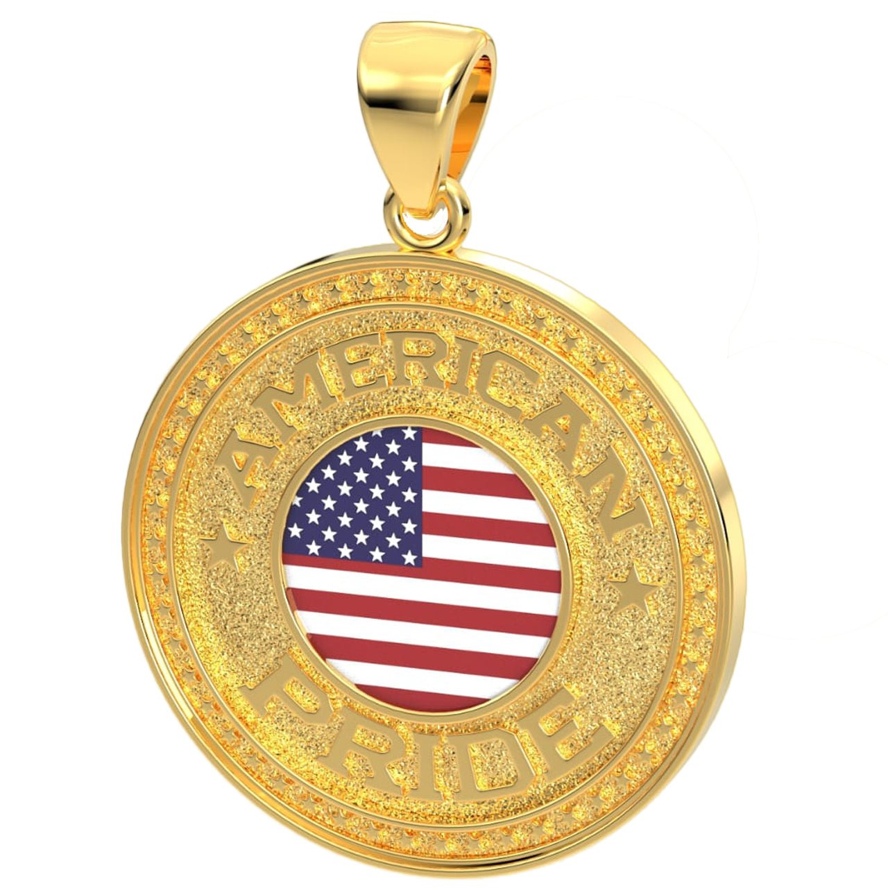 Men's 14k Yellow Gold American Pride Pendant Necklace, 33mm - US Jewels