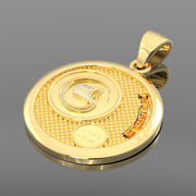 Men's 14k Yellow Gold Aquarius Zodiac Pendant Necklace, 33mm - US Jewels