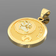 Men's 14k Yellow Gold Aries the Ram Zodiac Pendant Necklace, 33mm - US Jewels