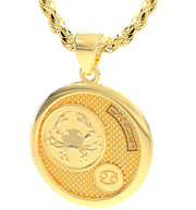 Men's 14k Yellow Gold Cancer the Crab Zodiac Pendant Necklace, 33mm - US Jewels