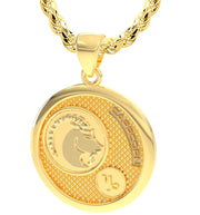 Men's 14k Yellow Gold Capricorn the Goat Zodiac Pendant Necklace, 33mm - US Jewels