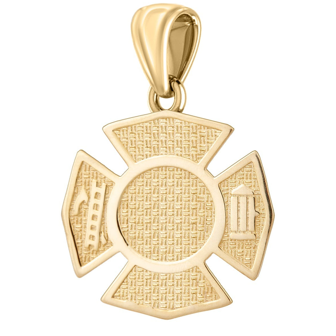 Men's 14K Yellow Gold Customizable Firefighter Pendant Necklace, 29mm - US Jewels