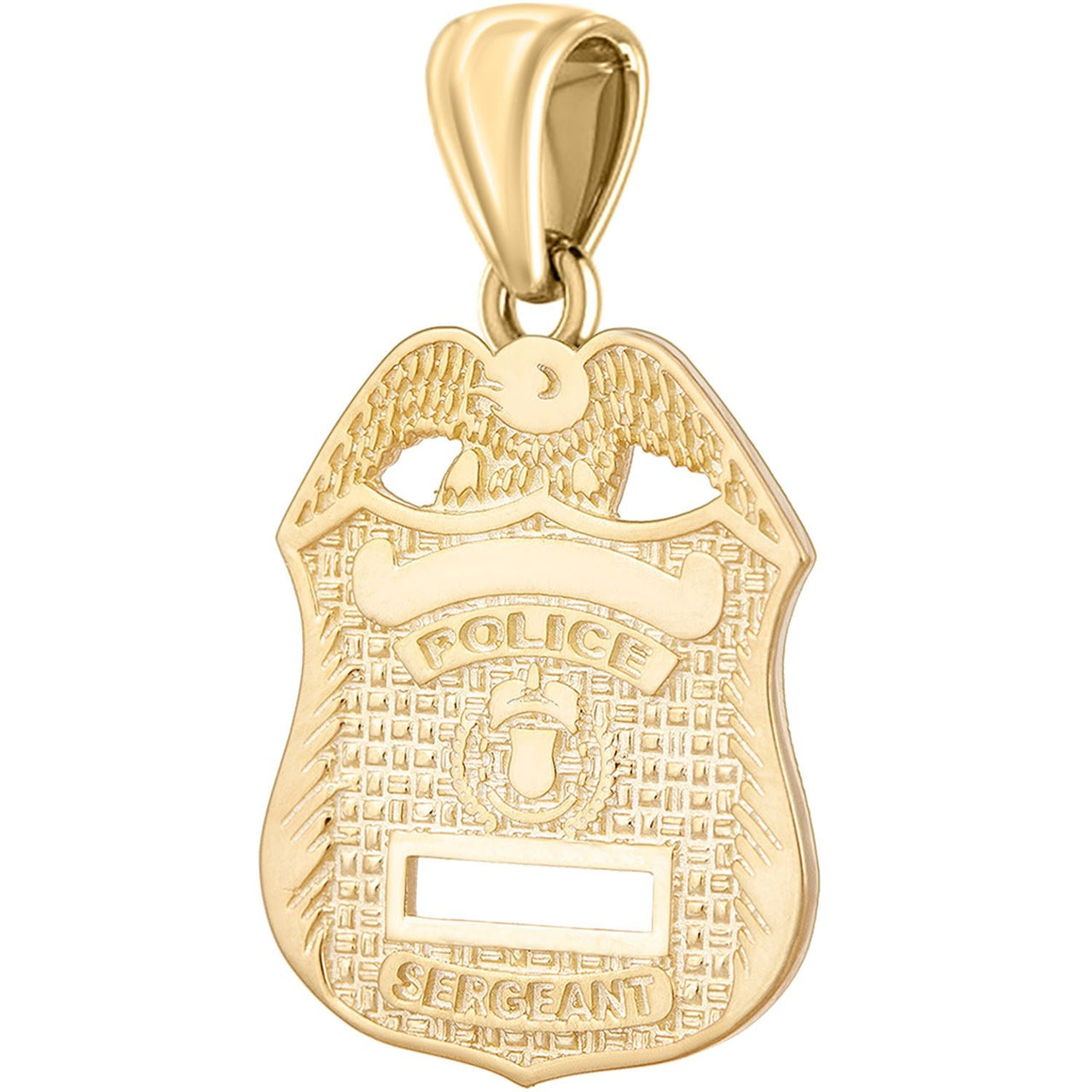 Men's 14K Yellow Gold Customizable Police Badge Pendant Necklace, 28mm - US Jewels