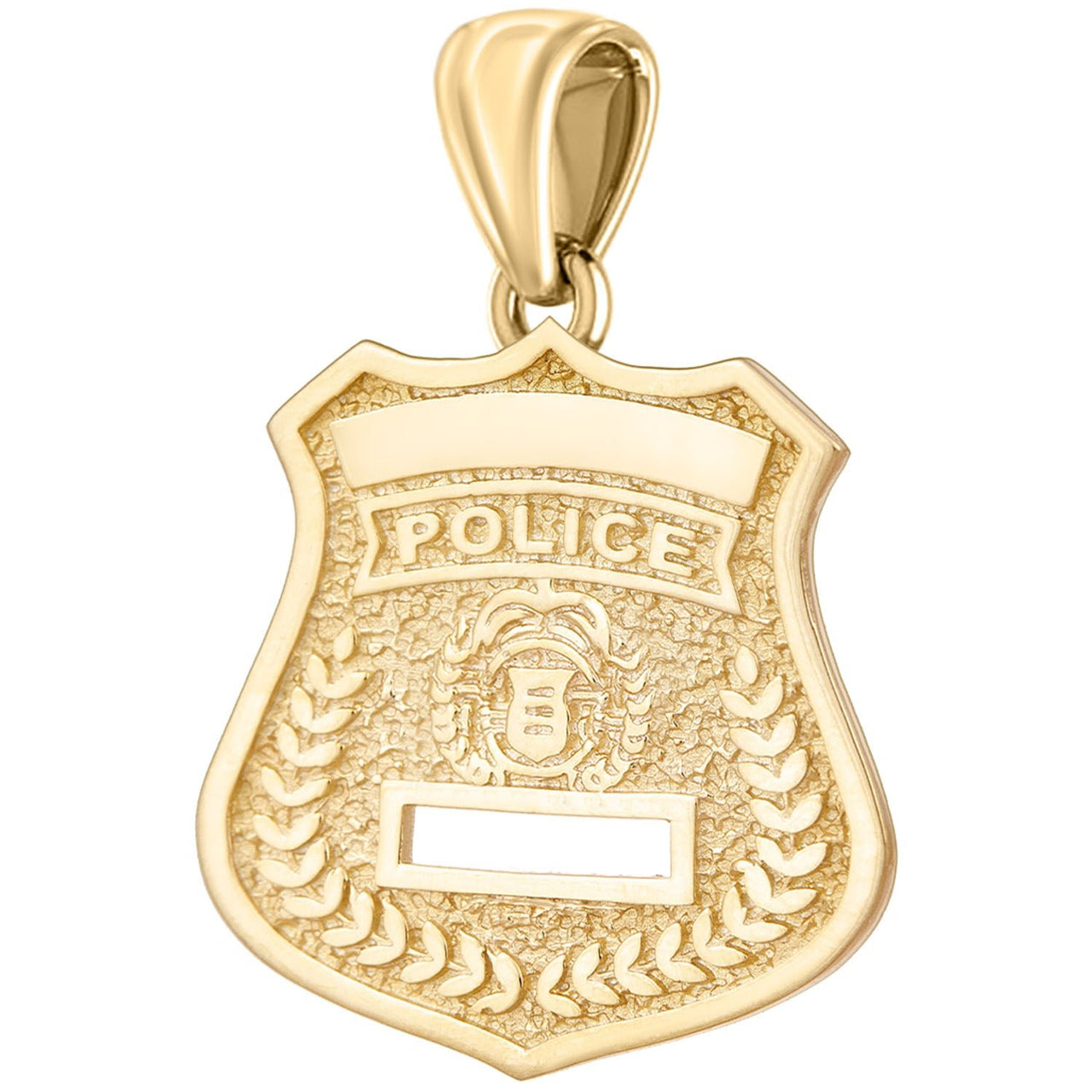 Men's 14K Yellow Gold Customizable Police Badge Pendant Necklace, 37mm - US Jewels