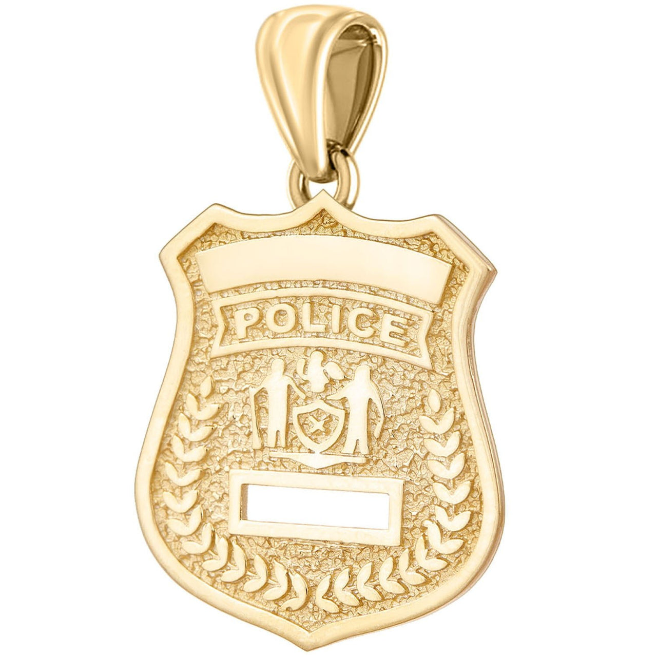 Men's 14K Yellow Gold Customizable Police Badge Pendant Necklace, 39mm - US Jewels
