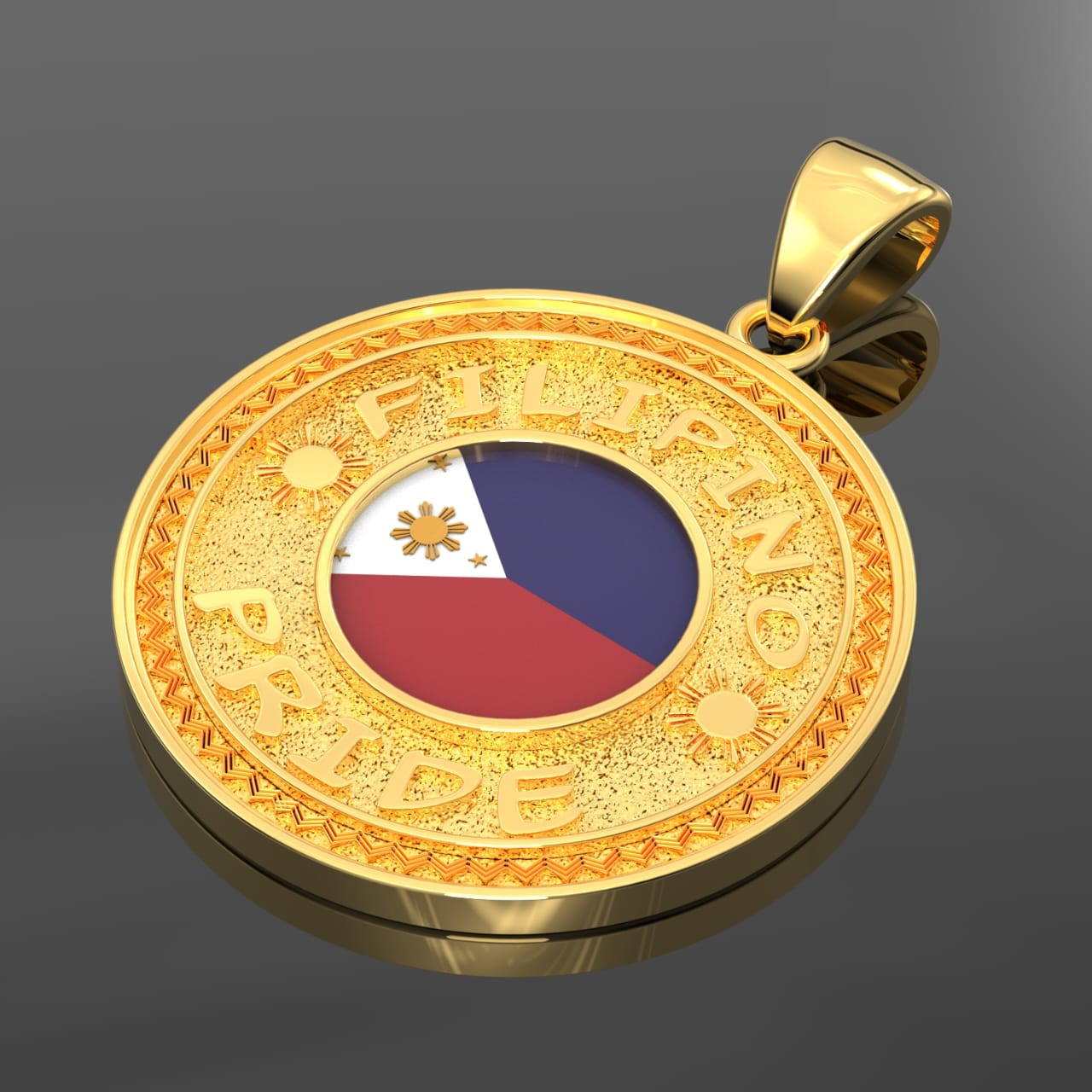 Men's 14k Yellow Gold Filipino Pride Pendant Necklace, 33mm - US Jewels