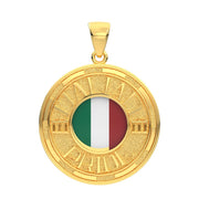 Men's 14k Yellow Gold Italian Pride Pendant Necklace, 33mm - US Jewels