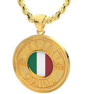 Men's 14k Yellow Gold Italian Pride Pendant Necklace, 33mm - US Jewels
