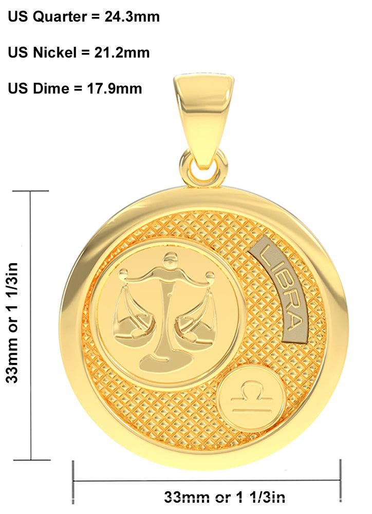 Men's 14k Gold Libra the Scales Zodiac Pendant