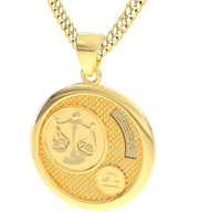 Men's 14k Yellow Gold Libra the Scales Zodiac Pendant Necklace, 33mm - US Jewels