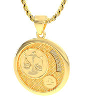 Men's 14k Yellow Gold Libra the Scales Zodiac Pendant Necklace, 33mm - US Jewels