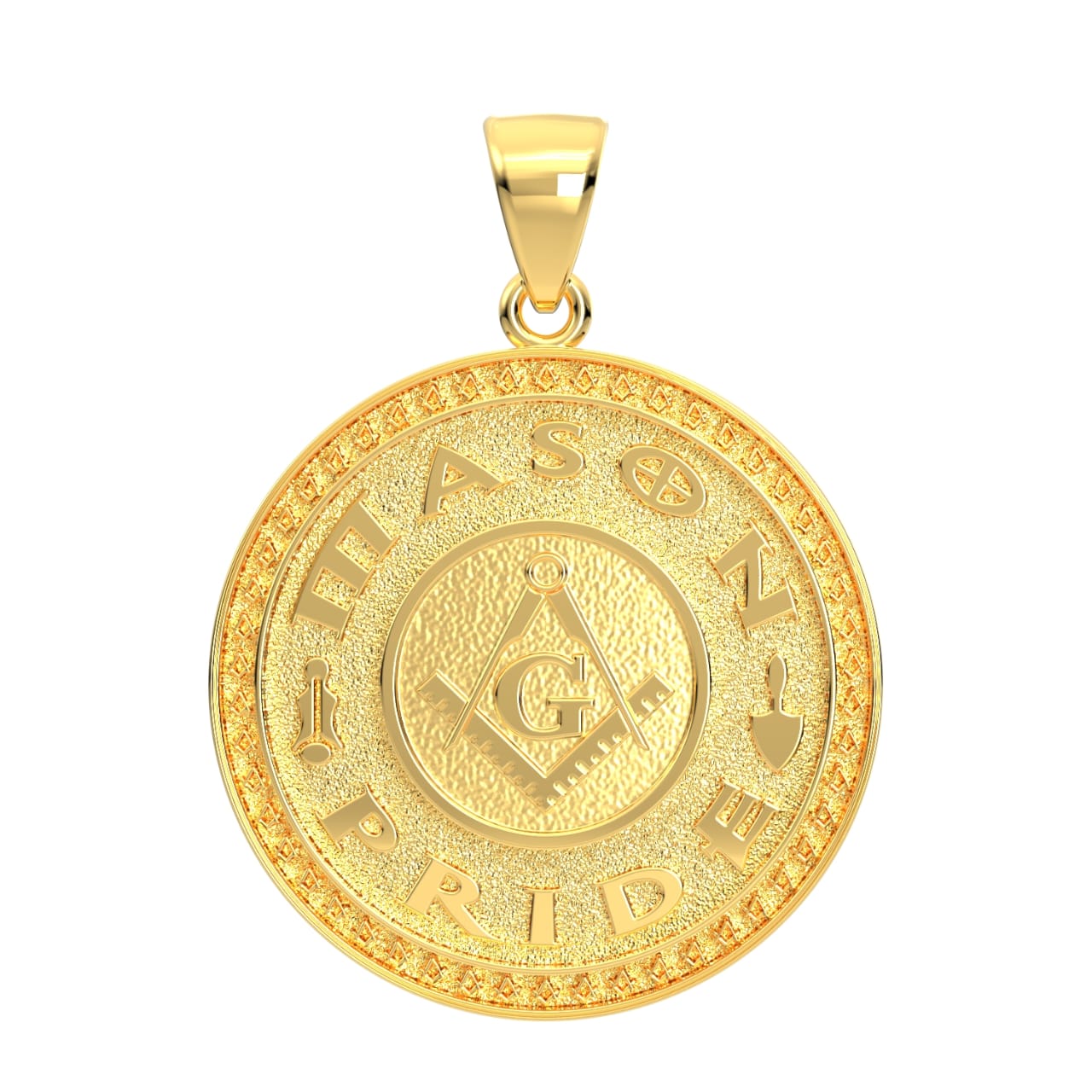 Masonic Necklace - Men's 14k Gold Square and Compass Pendant Medallion