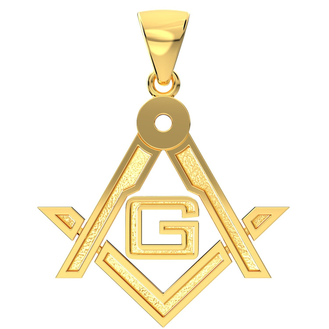 Men's 14k Yellow Gold Masonic Master Mason Solid Pendant Necklace, 35mm - US Jewels