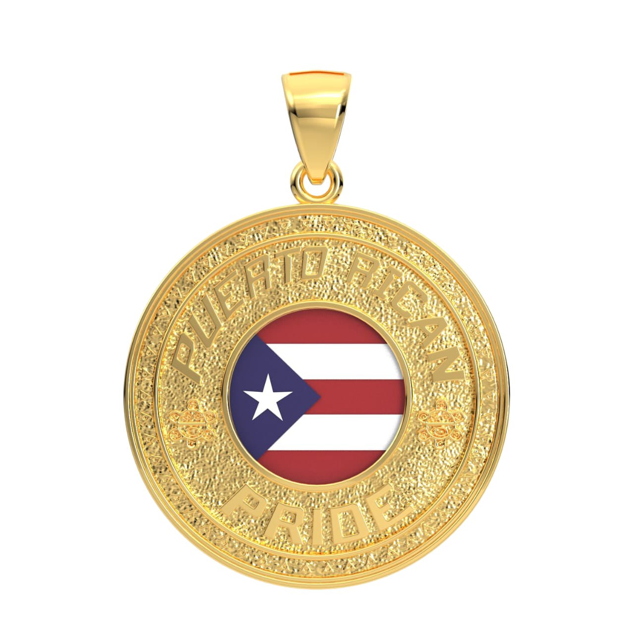 14K Yellow Gold Puerto Rico Map Pendant with Diamond Detail