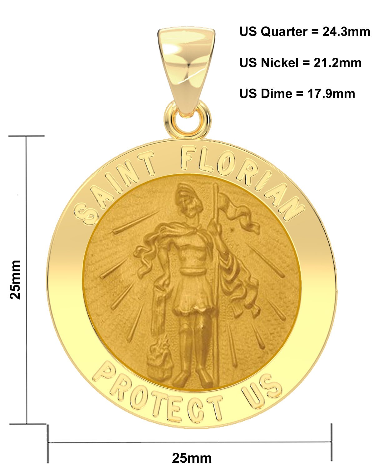 St Florian Firefighter Pendant - Round Pendant Necklace In Gold