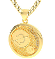 Men's 14k Yellow Gold Sagittarius the Archer Zodiac Pendant Necklace, 33mm - US Jewels