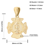 Men's 14K Yellow Gold Saint Florian Customizable Firefighter Pendant Necklace, 30mm - US Jewels