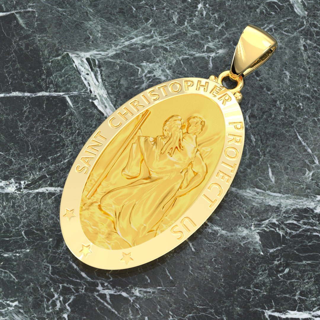 St Christopher Necklace - Gold Pendant In Brand New