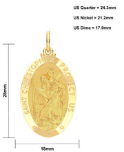 Men's 14k Yellow Gold St Christopher Oval Polished Solid Pendant Necklace, 28mm - US Jewels