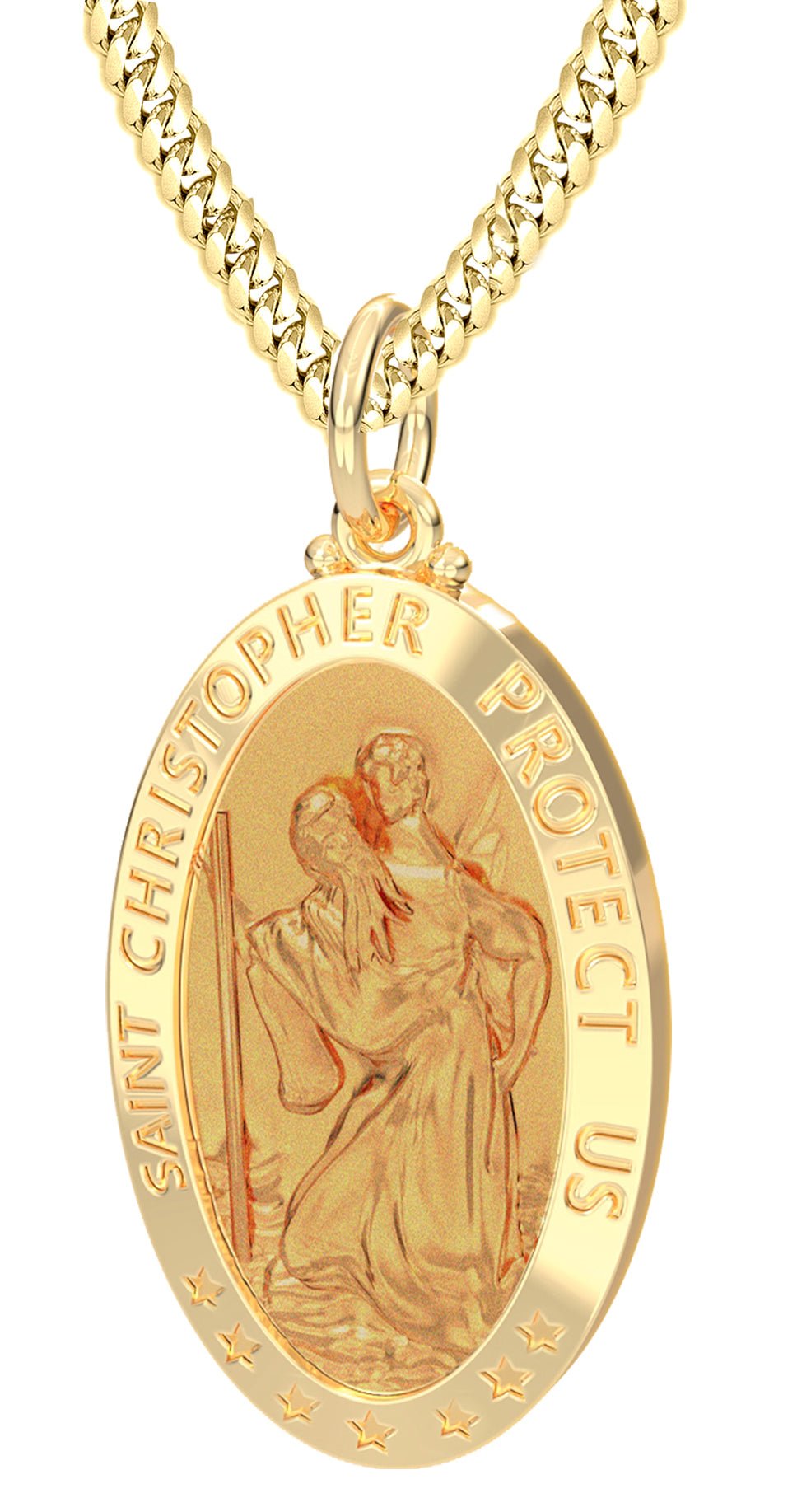 St Christopher Necklace - Men's Gold Pendant In Brand New