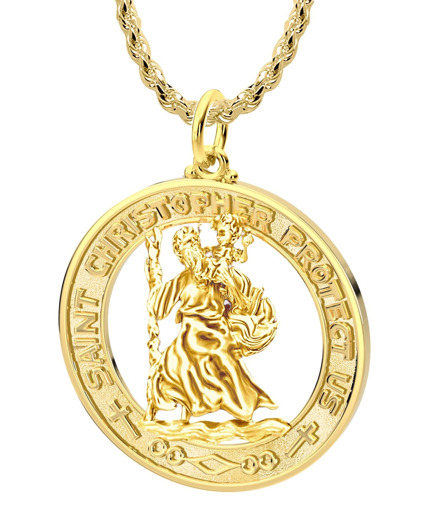 9ct Gold 12mm Oval Saint Christopher Medallion | Angus & Coote