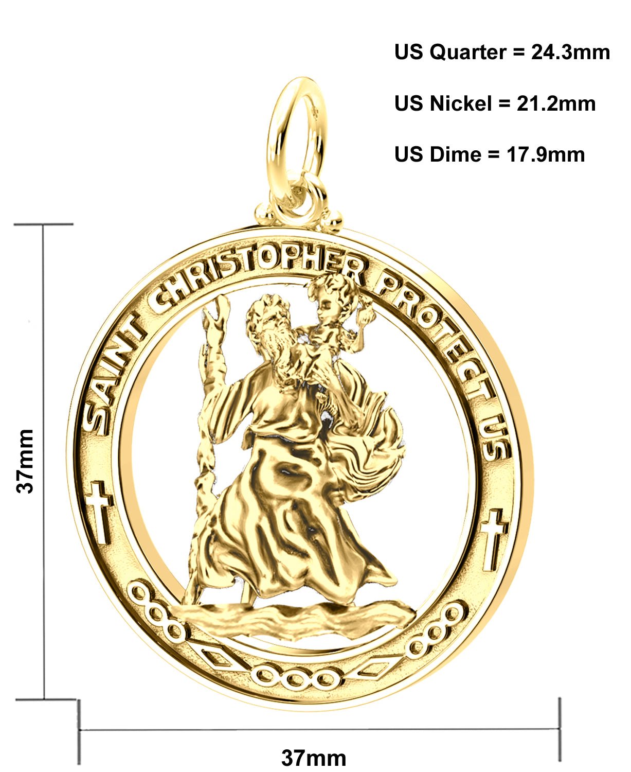 14k Small Polished and Satin St.Christopher Medal | Sieger's Jewelers