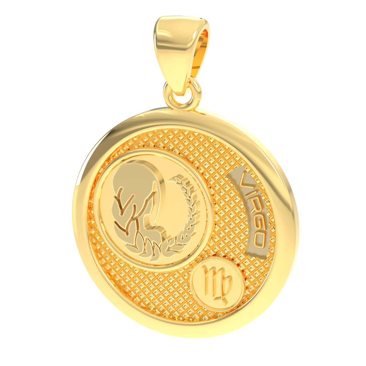 Men's 14k Yellow Gold Virgo Goddess of Wheat Zodiac Pendant Necklace, 33mm - US Jewels