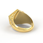 Men's 14K Yellow, White or Two Tone Gold Solid Back Sheriff Ring - US Jewels