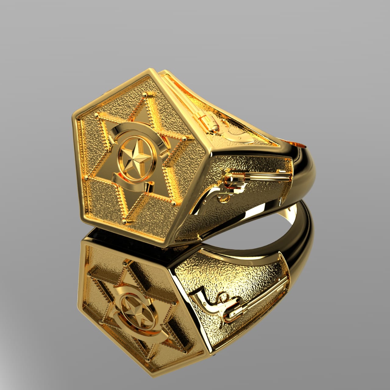 Engraved Hexagon Gold Men's Wedding Ring | Berlinger Jewelry