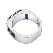 Men's 8mm 925 Sterling Silver Scottish Rite Synthetic Sapphire Masonic Ring - US Jewels