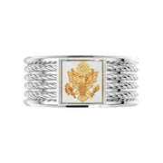 Men's 925 Sterling Silver & 14k 8mm US Army Ring Band - US Jewels