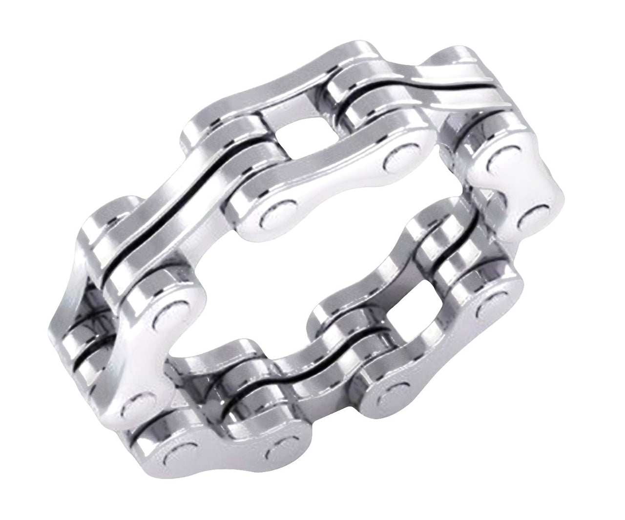 Men's 925 Sterling Silver Bike Chain Motorcycle Ring - US Jewels