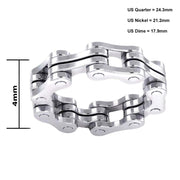 Men's 925 Sterling Silver Bike Chain Motorcycle Ring - US Jewels