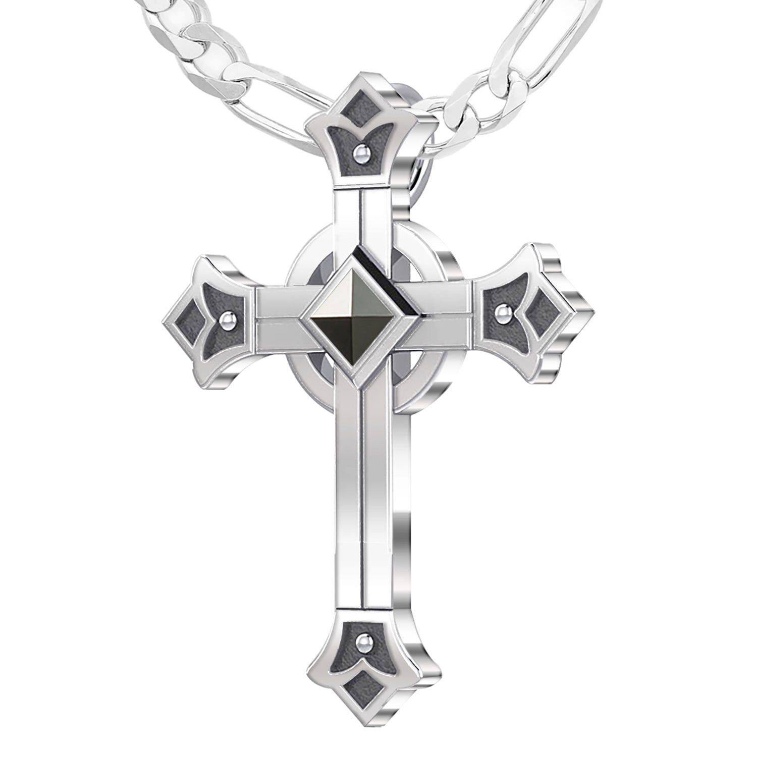 Men's 925 Sterling Silver Celtic Fleur-De-Lis Cross Pendant, 32mm - US Jewels
