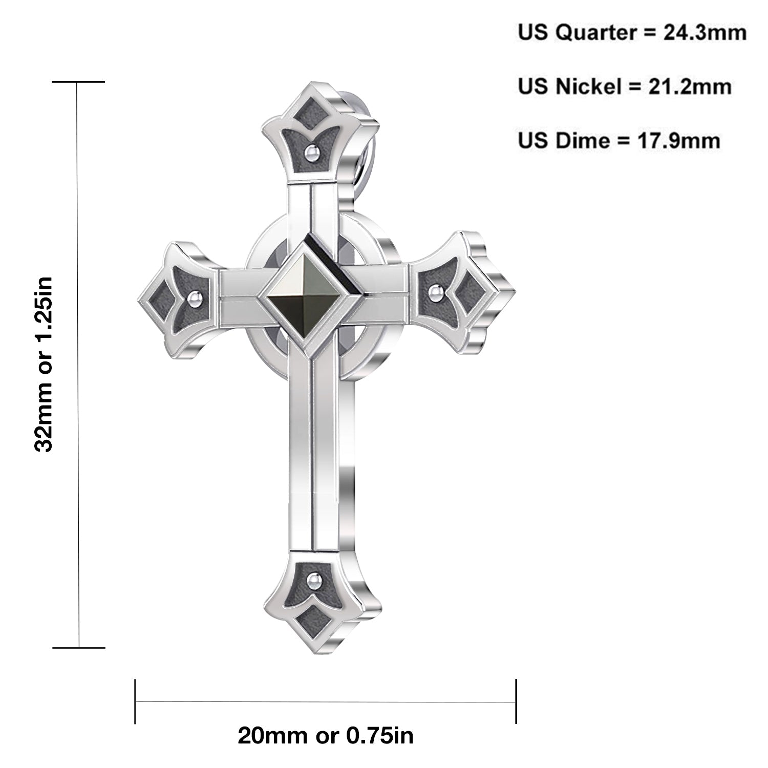 Men's 925 Sterling Silver Celtic Fleur-De-Lis Cross Pendant, 32mm - US Jewels