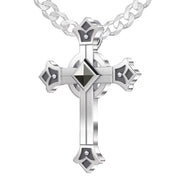 Men's 925 Sterling Silver Celtic Fleur-De-Lis Cross Pendant, 32mm - US Jewels