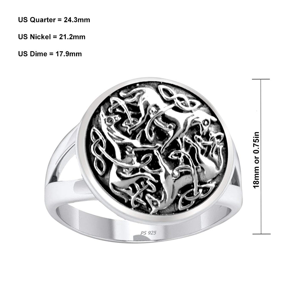 Men's 925 Sterling Silver Celtic Knot Horse Ring - US Jewels