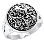 Men's 925 Sterling Silver Celtic Knot Horse Ring - US Jewels