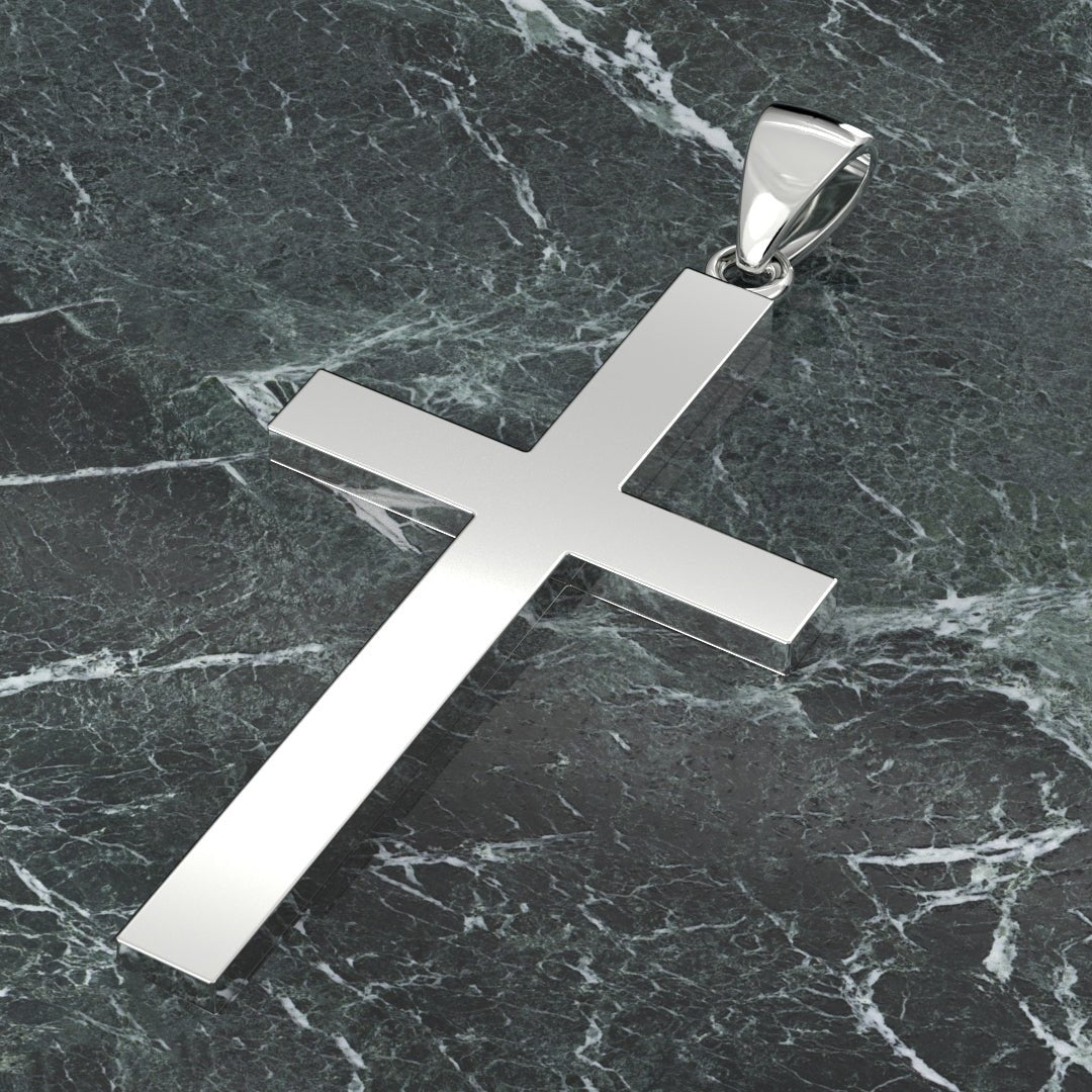 Men's 925 Sterling Silver Christian Cross Pendant Necklace, 40mm - US Jewels