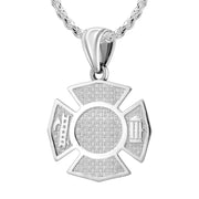 Men's 925 Sterling Silver Customizable Firefighter Pendant Necklace, 29mm - US Jewels