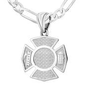 Men's 925 Sterling Silver Customizable Firefighter Pendant Necklace, 29mm - US Jewels