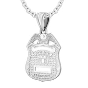 Men's 925 Sterling Silver Customizable Police Badge Pendant Necklace, 28mm - US Jewels