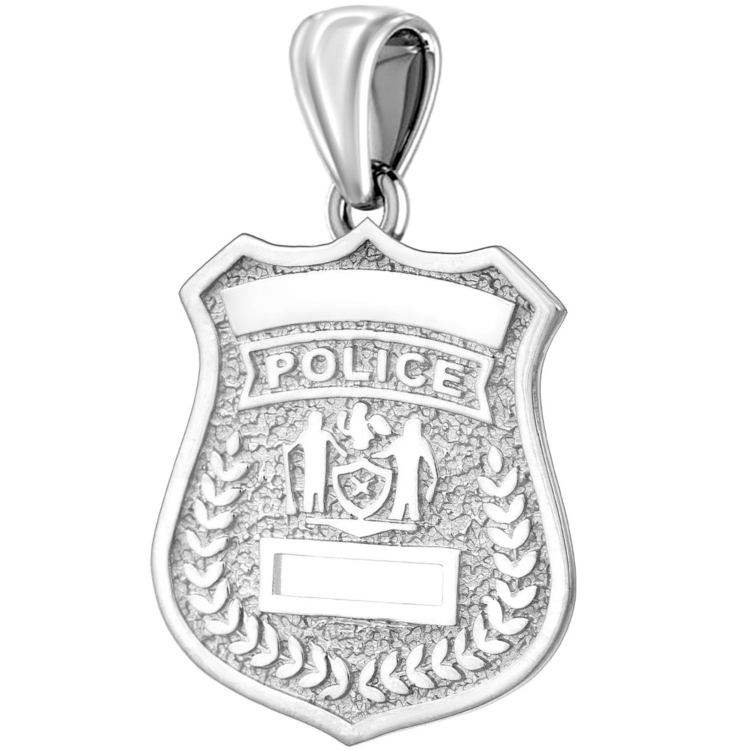 Men's 925 Sterling Silver Customizable Police Badge Pendant Necklace, 39mm - US Jewels