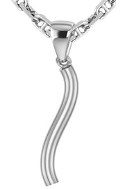 Men's 925 Sterling Silver Cylindrical Italian Horn Cornicello Style Pendant Necklace, 35mm - US Jewels