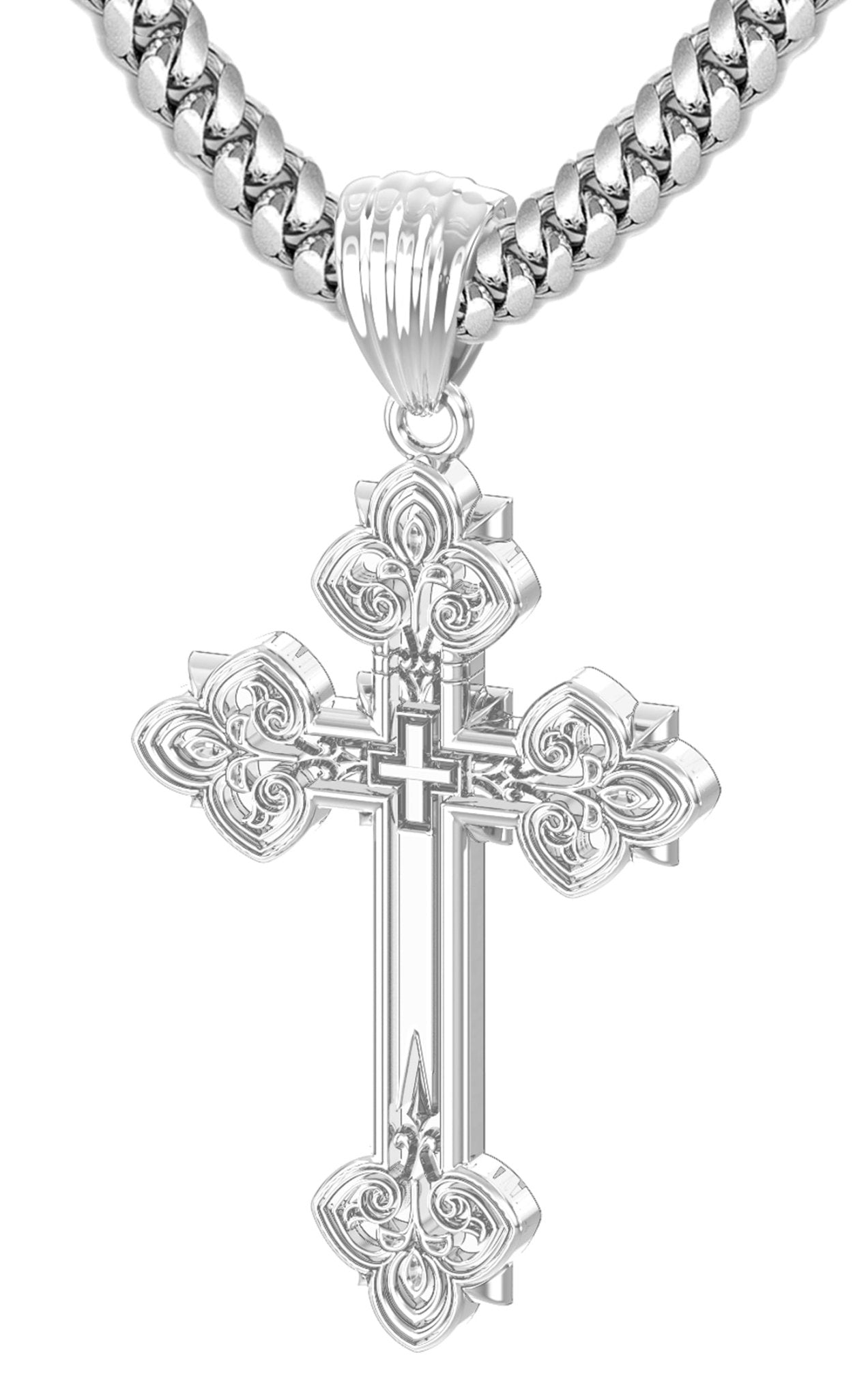 FIGARO NECK CHAIN STERLING SILVER .925 authentic HOLY CROSS PENDANT